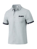 Men's loose casual floral cardigan t-shirt shirt in black polyester fibre, front view