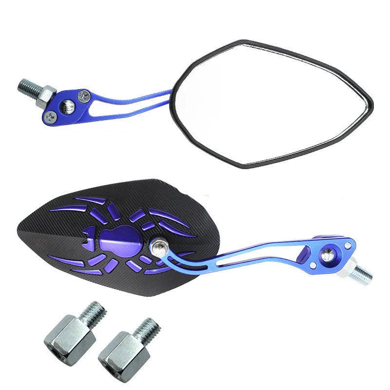Pair of universal motorcycle rearview mirrors with aluminium rod and ABS frame in black colour