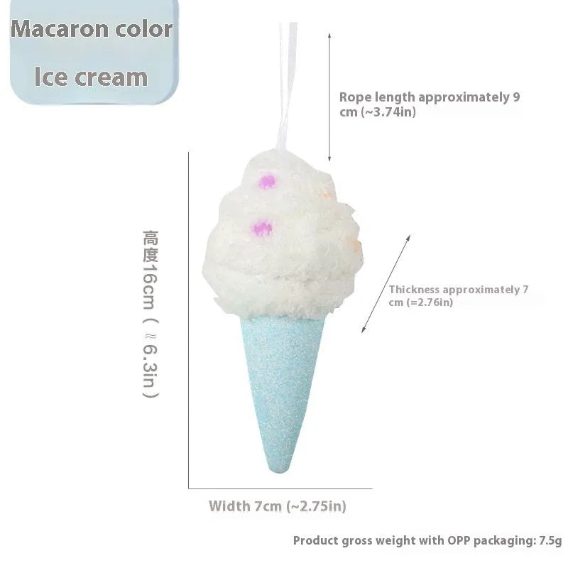 Foam Christmas pendant in macaron colours, Korean style, Ice Cream Cake shape, available in Blue Pink Yellow