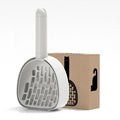 ABS plastic cat litter scoop with base featuring hidden bag storage and wall mounting capability