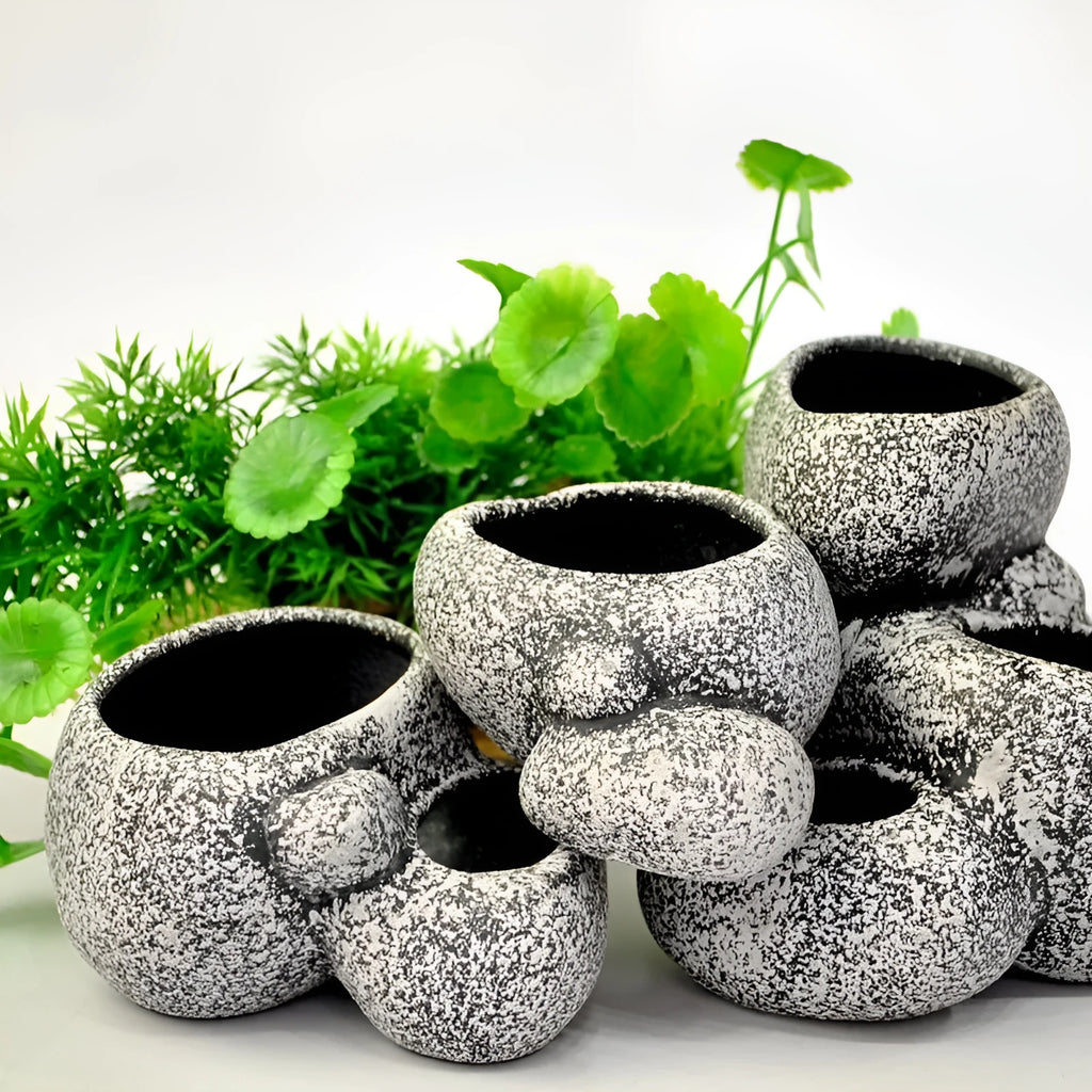 Ceramic simulation stone hydroponic pot with multiple holes for cichlid hideaway breeding in aquarium