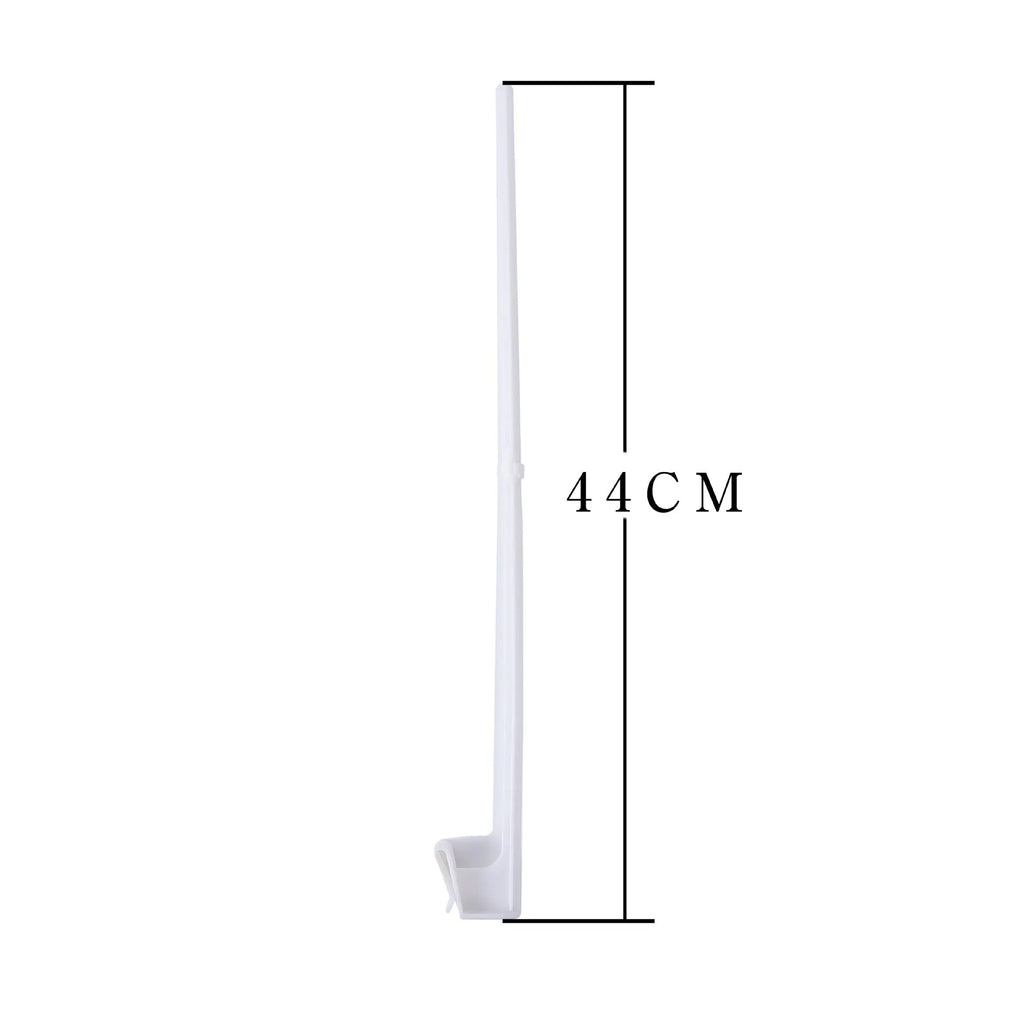 Pack of ten white plastic car window flagpole holder clips on a car window.