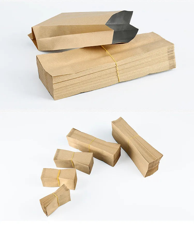 Yellow kraft paper aluminium foil inner packaging bag for snack foods with customisable sizing