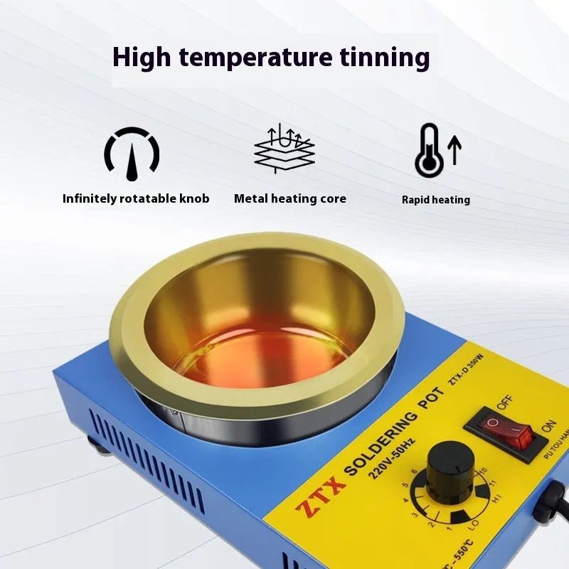 Desktop adjustable temperature tin melting furnace with titanium-plated crucible