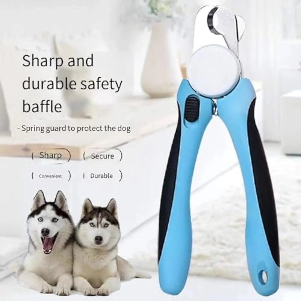 Blue heavy duty dog nail clippers with safety guard for large breed thick nails