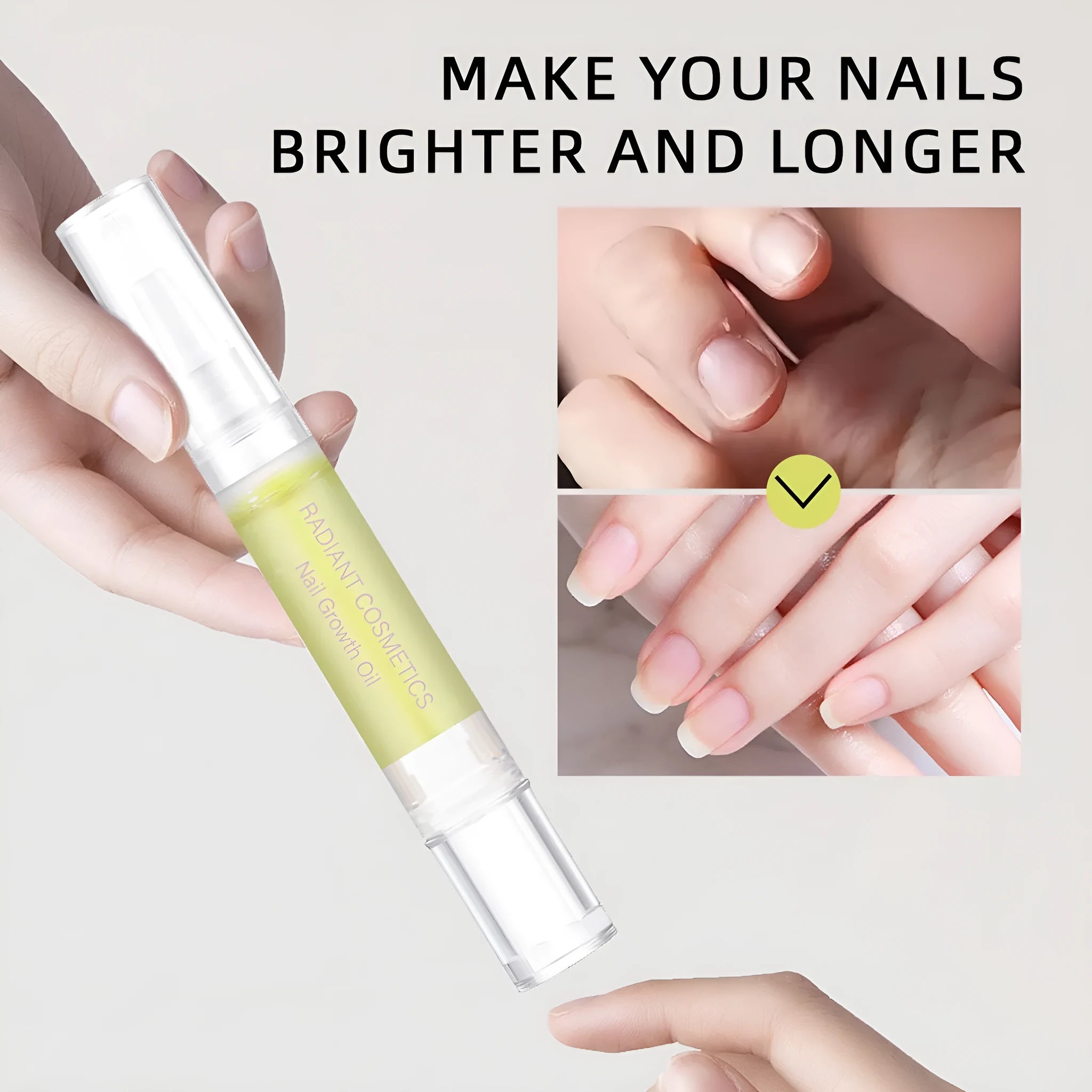 3ml bottle of clear nail growth and cuticle care treatment oil.