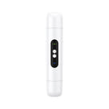 Portable electric depilator with floating blade in white or pink colour with USB charging cable