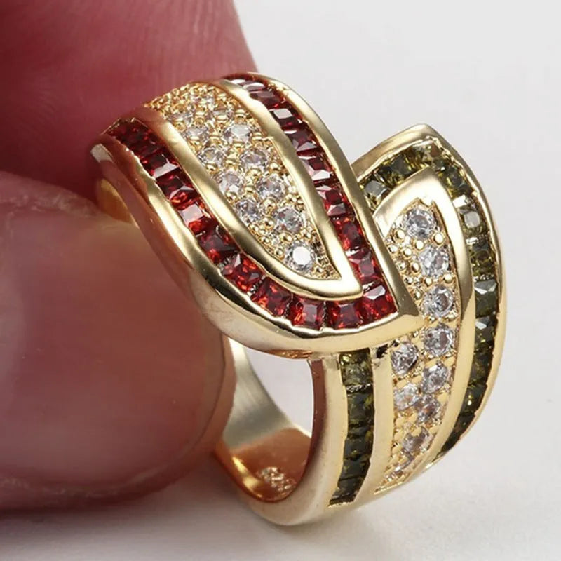 Women's antique gold peridot ring on alloy band in sizes 6 to 10