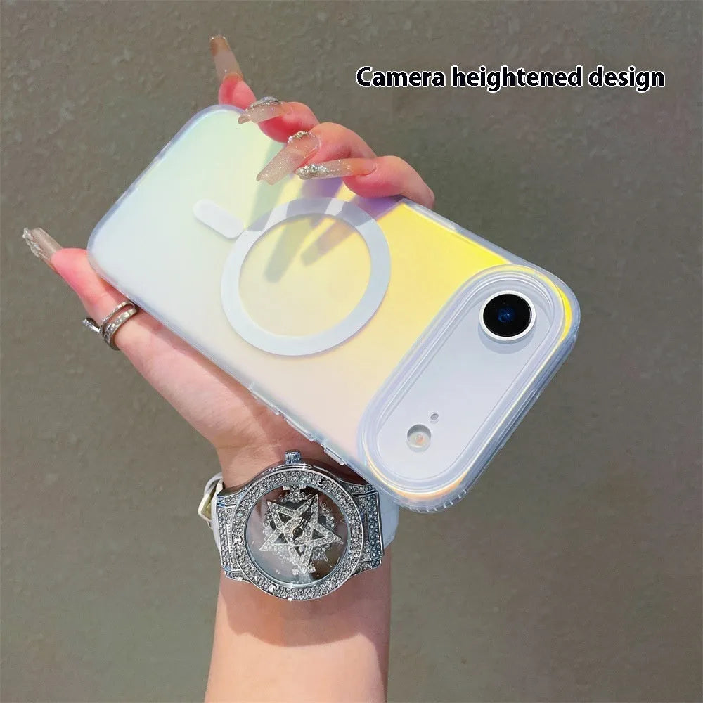 Laser gradient frosted magnetic phone case for iPhone 17 with TPU+PC construction