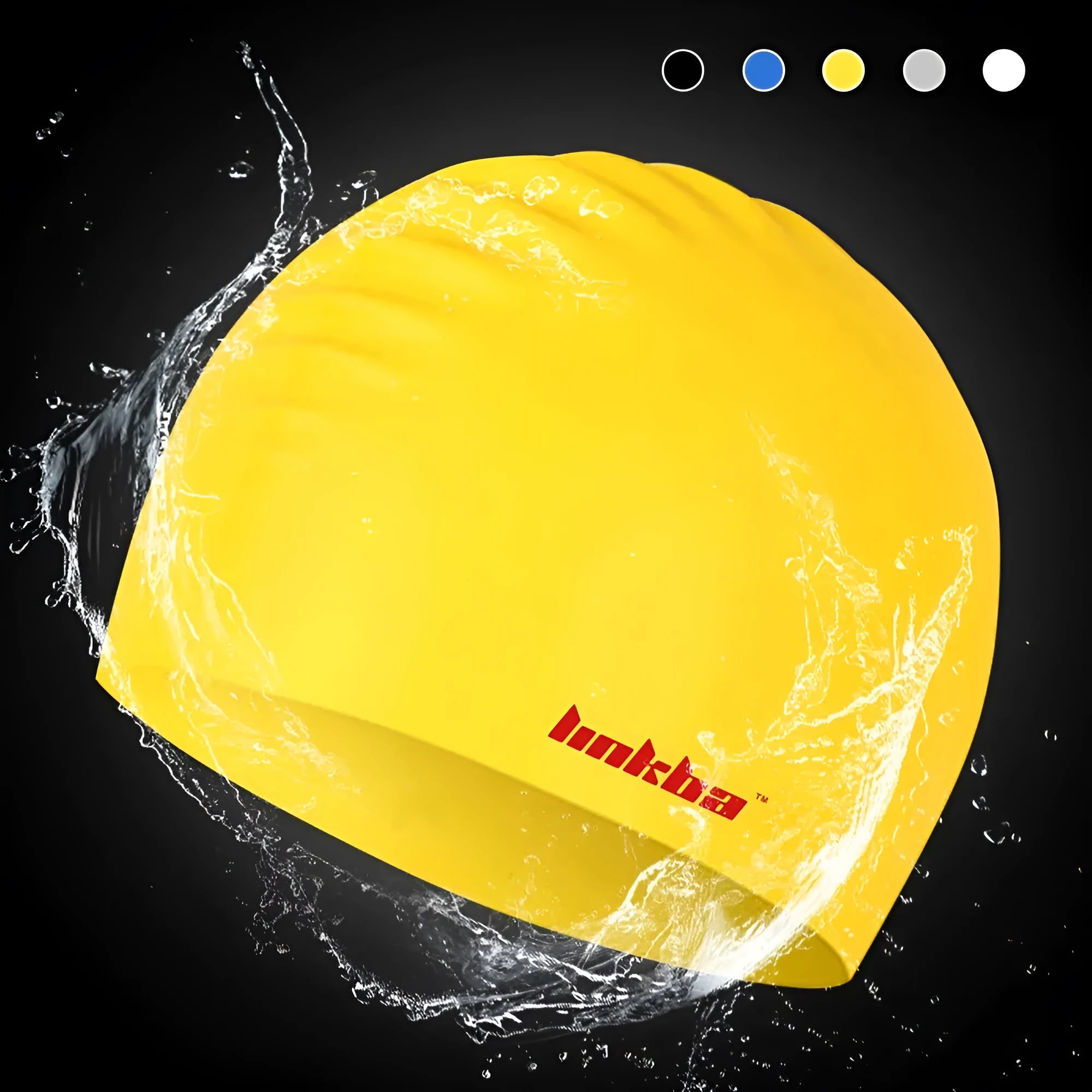 Silicone swimming cap with waterproof earmuffs design in multiple colour options for swimming