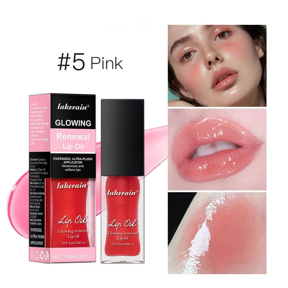 Glow Lip Gloss tube showing seven colour options with 8ml net content for nourishing moisturising lip care