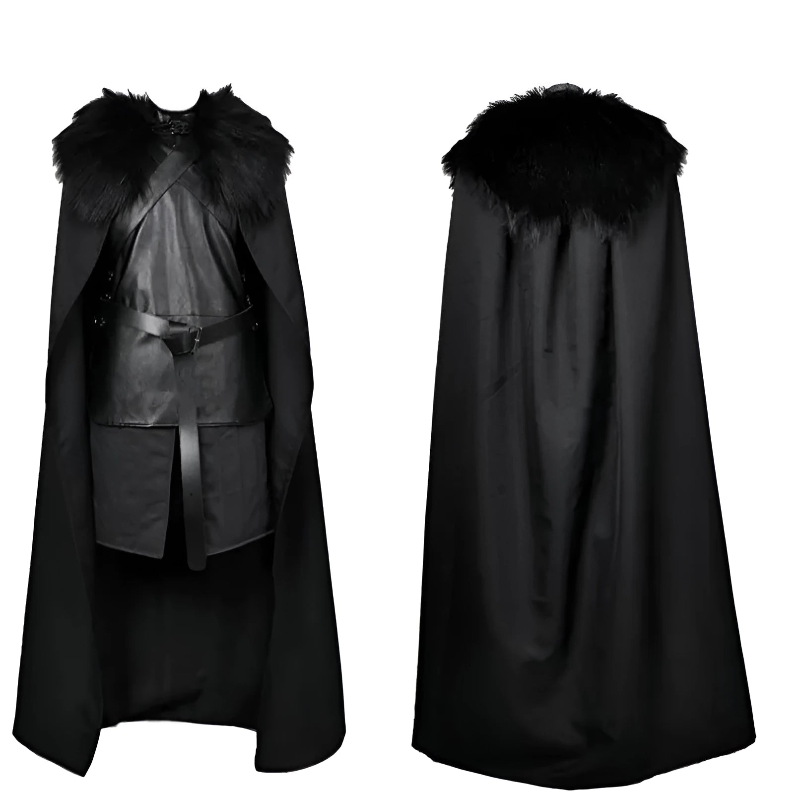 Men's black cotton and leather magic-themed cosplay costume suit for role-playing