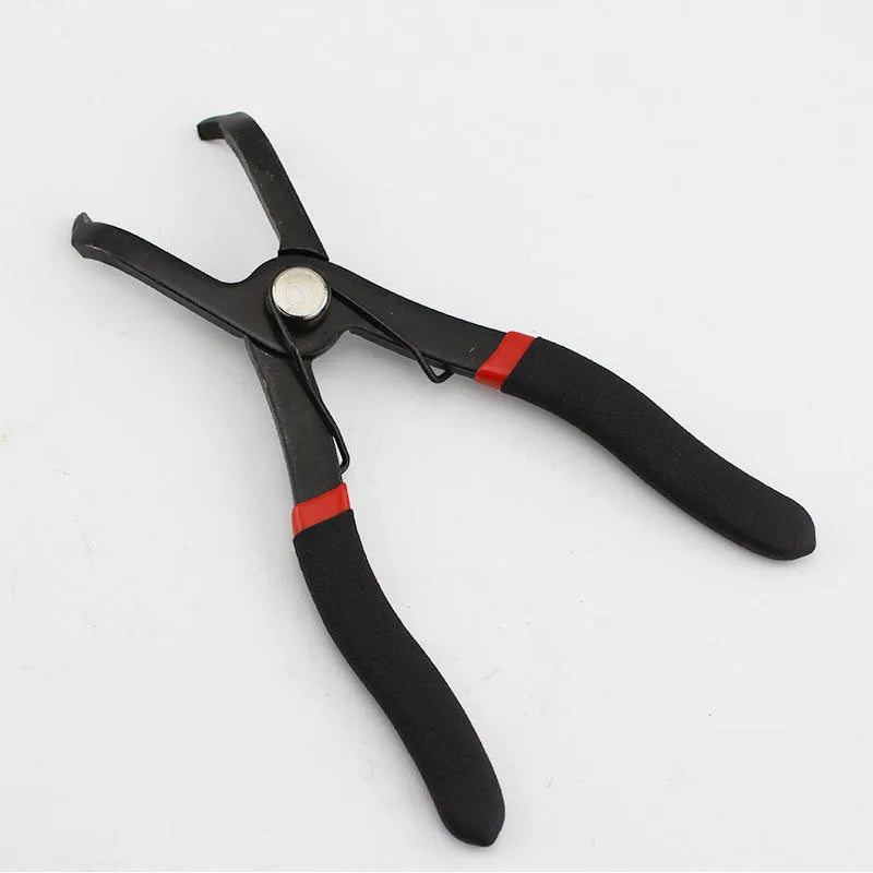 Red round nail removal pliers with PVC handles showing 0-26mm adjustable opening for interior door panel work