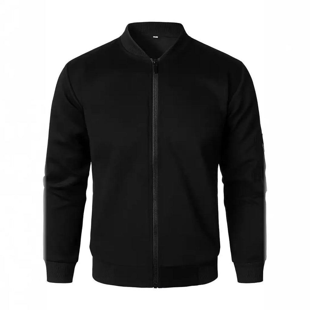 Men's loose fit knitted jacket in cotton with long sleeves and edging detail