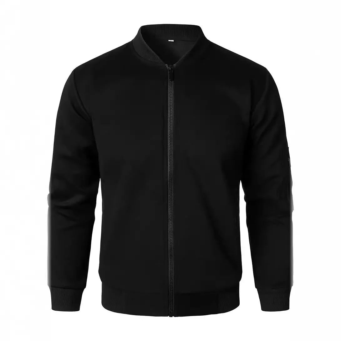 Men's loose fit knitted jacket in cotton with long sleeves and edging detail