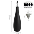 Ceramic oil pot with funnel and brush, 650ml capacity in black, coffee, or white ceramic