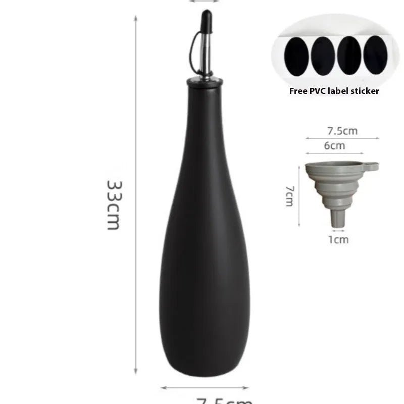 Ceramic oil pot with funnel and brush, 650ml capacity in black, coffee, or white ceramic