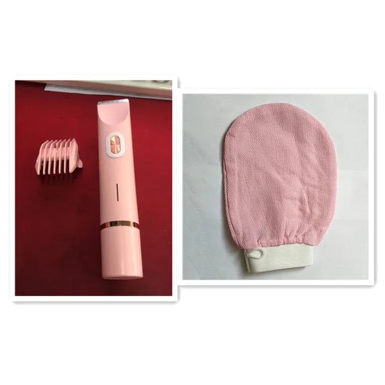 Pink women's electric hair remover with double head design for body grooming