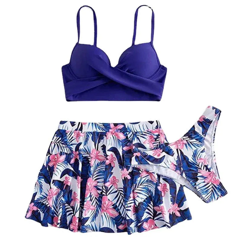 Women's high-waisted bikini swimsuit set in polyester, shown in available colours.