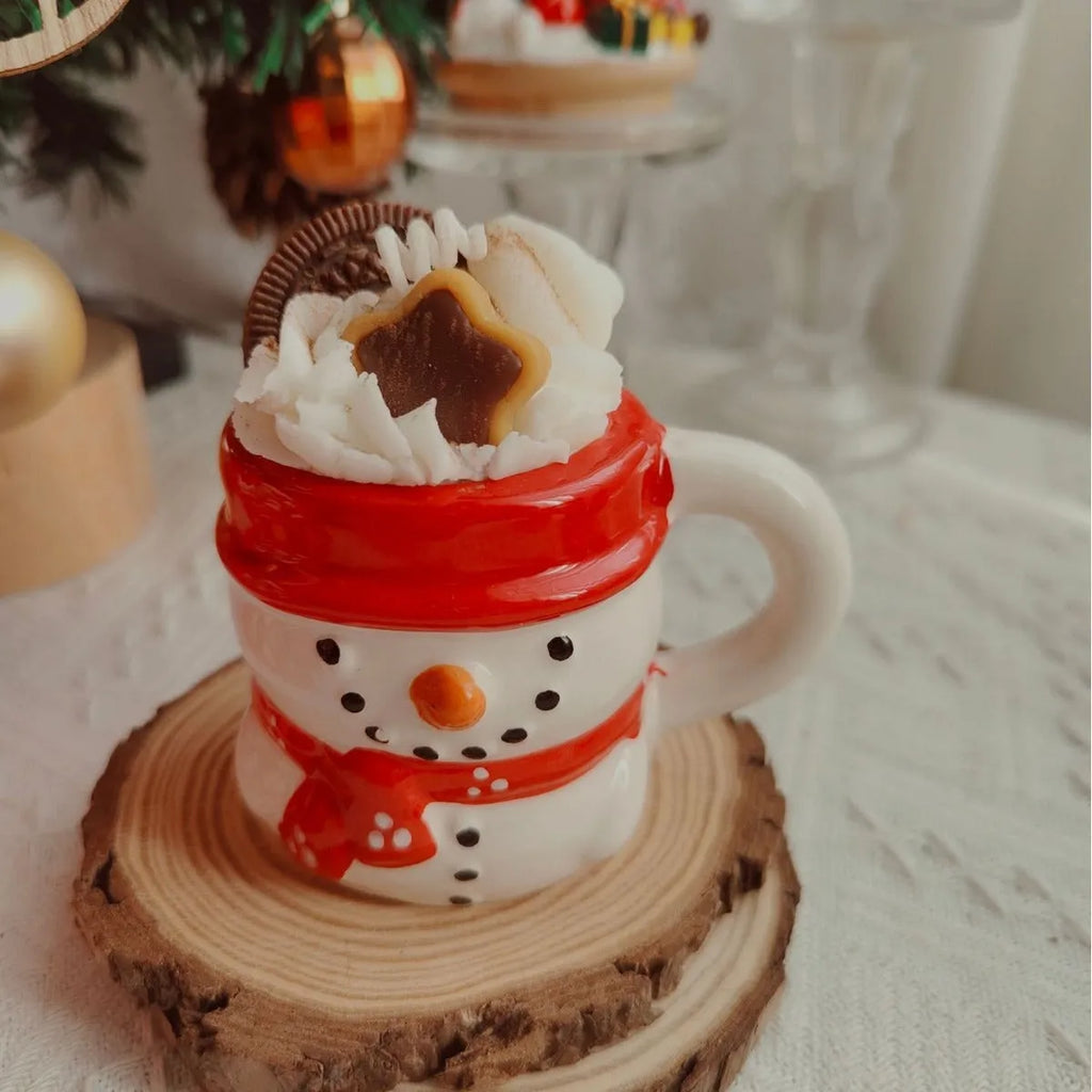 Santa Claus ceramic cup soy wax candle in creative gift box with snowflake design
