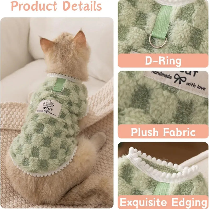 Autumn winter Korean dog hoodie in green with cute cartoon bear print for small medium pets