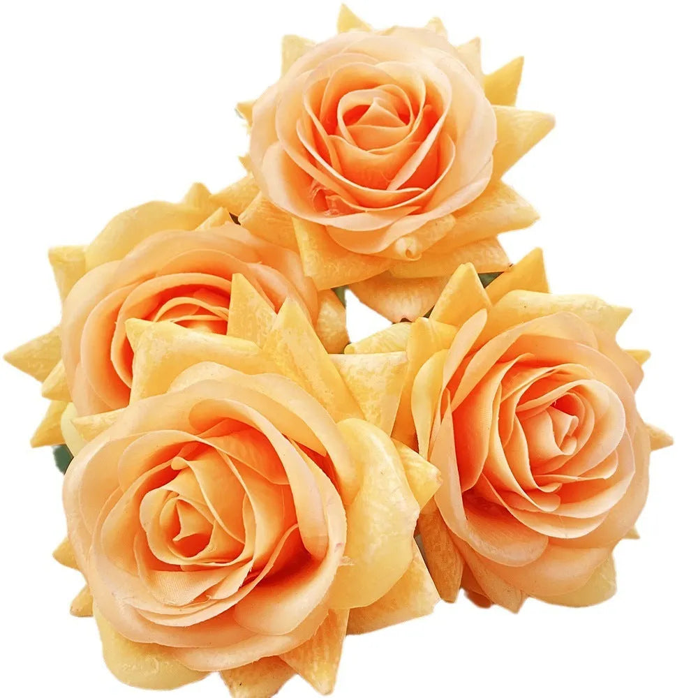 Artificial silk rose bouquet with 42cm length and 8.5cm flower head in multiple colour options