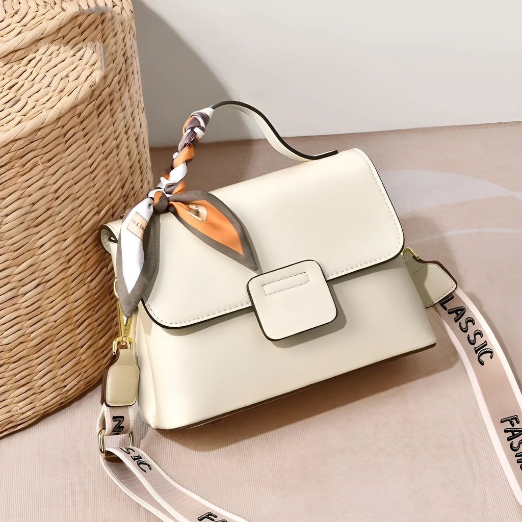 Women's soft PU crossbody bag in horizontal square shape with double shoulder straps, available in five colours