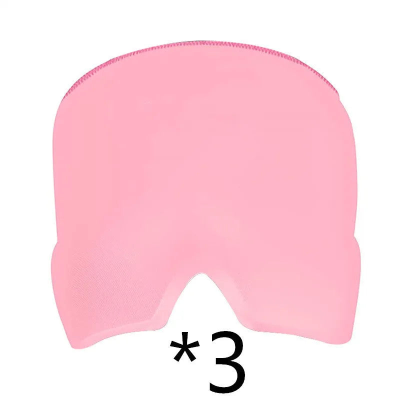 Black cooling gel eye mask for headache relief on a white background.