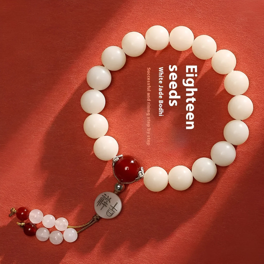 National style Bodhi bracelet with 10mm round beads and traditional Ruyi ornament