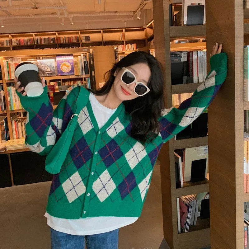 Japanese Korean casual cardigan in macaron colours - pink, green, black, khaki acrylic knit coat
