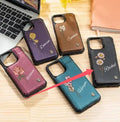 Genuine leather phone case for Samsung S25 Plus, doublelayer printing design, brown colour
