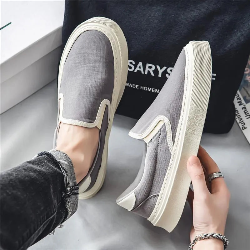 Men's summer breathable canvas board shoes in MX-HK202 Black, size 39-44, side view
