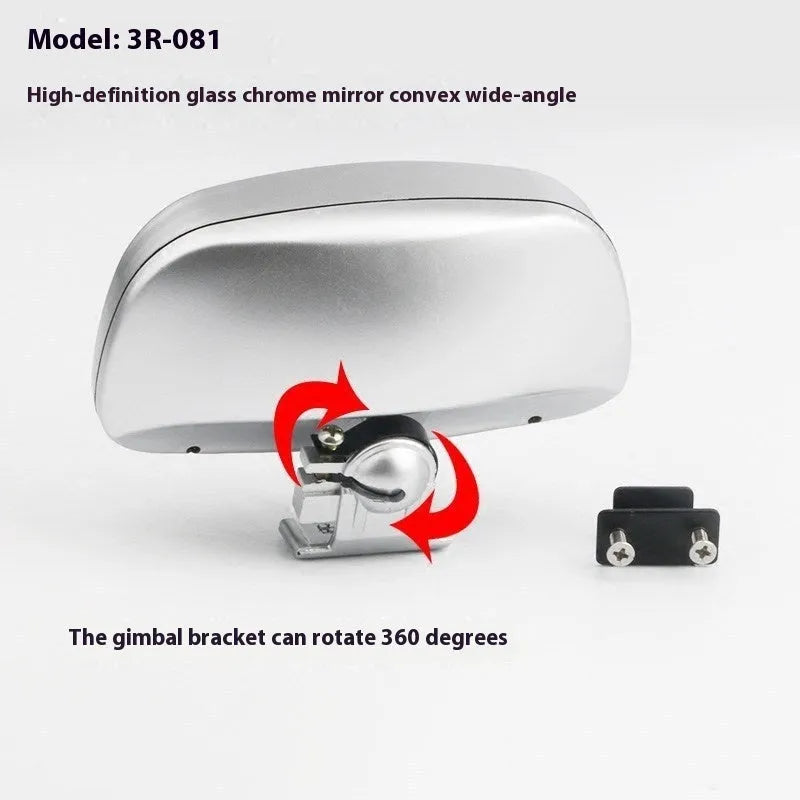 Car rear view wide angle convex blind spot mirror in black plastic housing