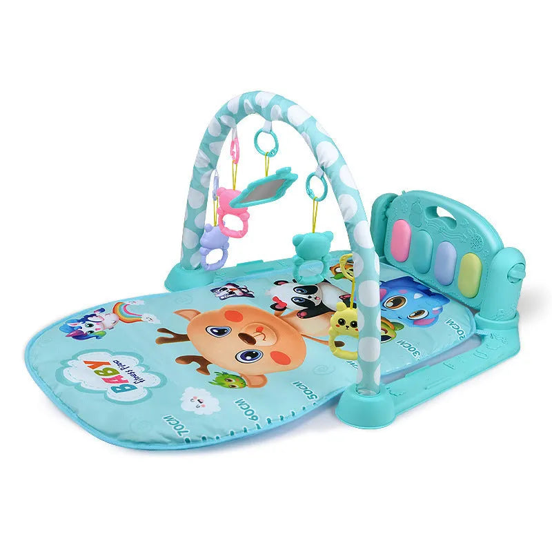 Baby fitness frame pedal piano activity centre with soft padding for infants 0-3 years in animal theme colours