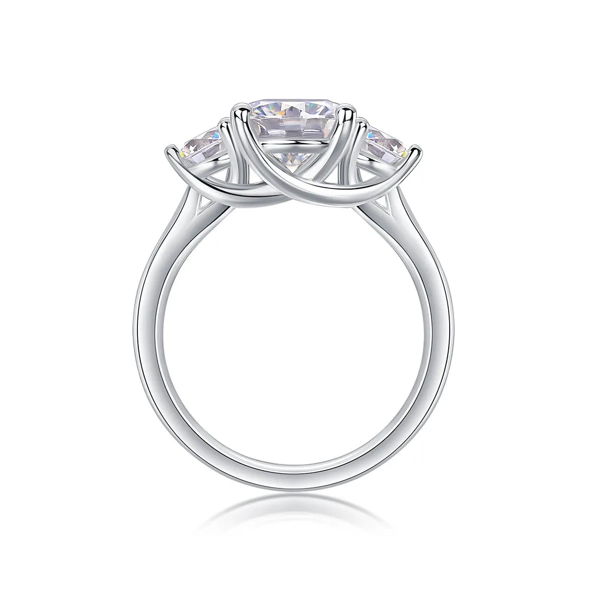 Wedding ring set with 2-carat moissanite in S925 silver gold-plated finish, GRA certificate included