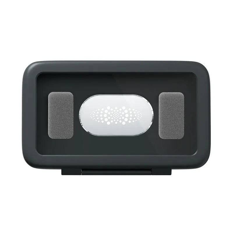 White waterproof phone holder mounted on tile with phone inside showing touch screen and anti-fog window.
