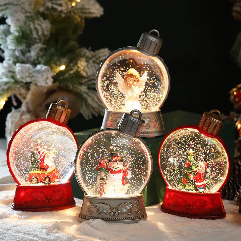 LED Christmas decoration light with simulation flame effect in snowman design