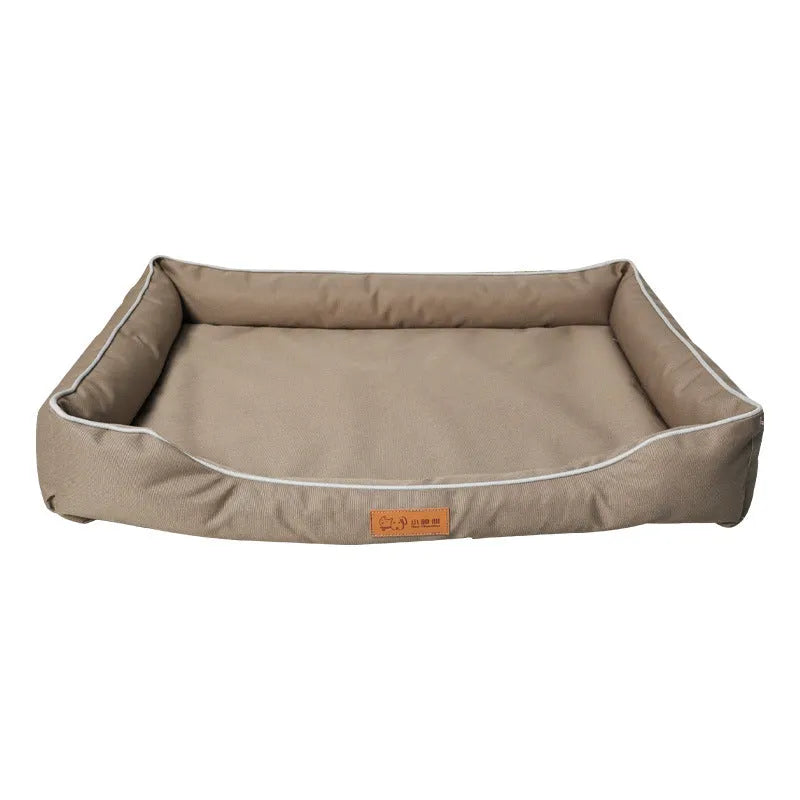 Four season Oxford fabric dog bed in gray with removable cover, available in multiple sizes for dogs
