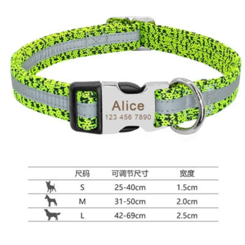 Adjustable dog collar with metal buckle in black, green or rose red
