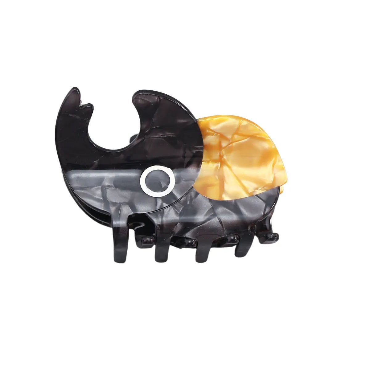 Handmade cellulose acetate beetle grip hair accessory with cartoon insect design