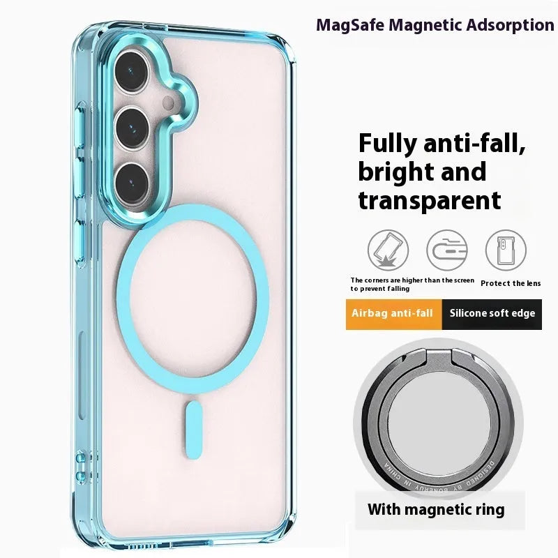 Ultra-thin transparent TPU PC phone case with metal lens ring for Samsung Galaxy S23 FE