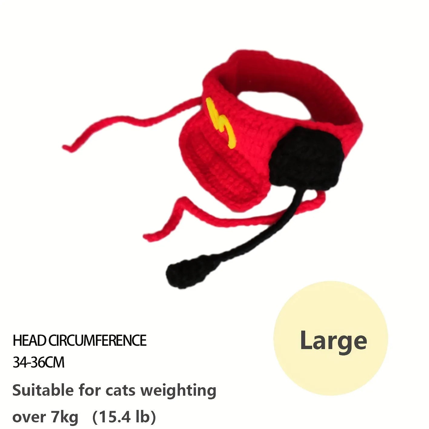 Handmade knitted cotton chef costume sweater and hat on a small cat or dog.