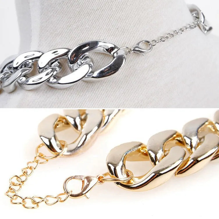Gold colour chain style dog collar with geometric resin design and buckle closure for small medium dogs