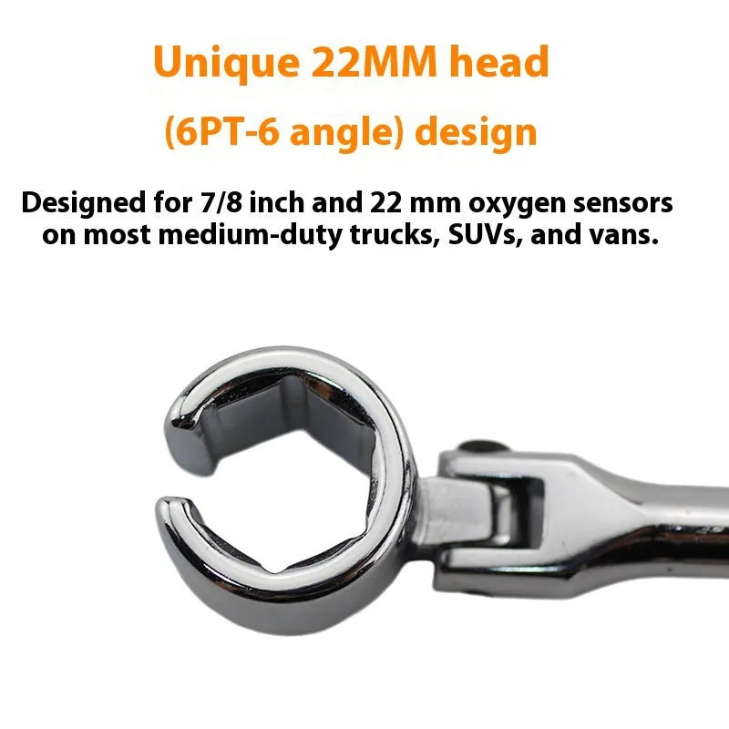 22mm hexagonal oxygen sensor socket tool with bright chrome finish measuring 270mm in length