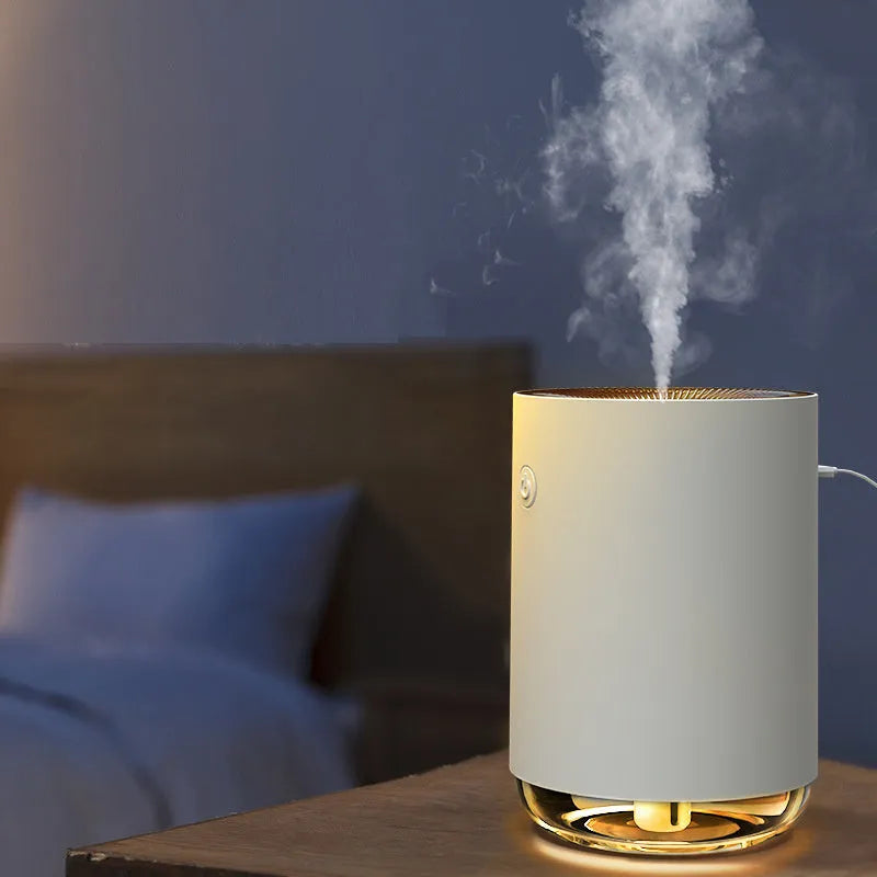 Green ultrasonic humidifier and essential oil diffuser with colour-changing LED night light.