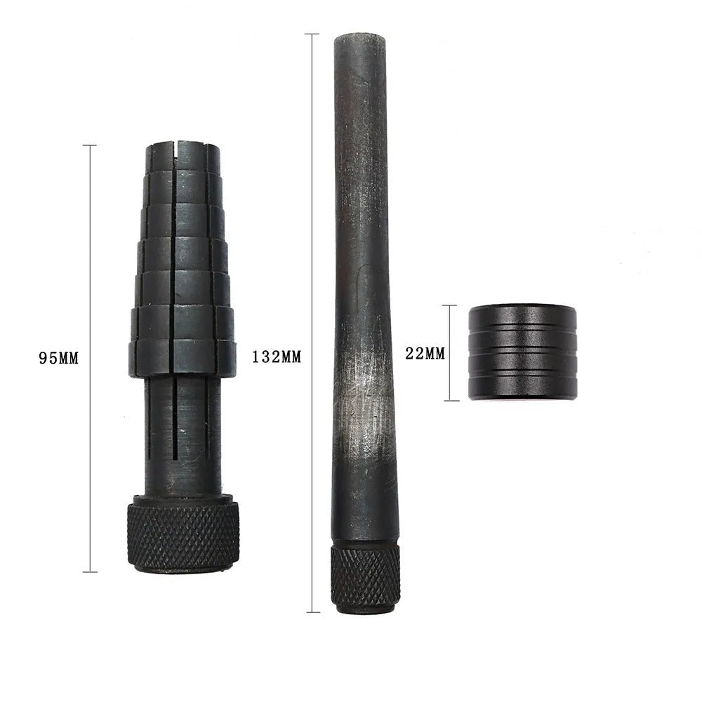 Professional HXF330025 ring stretcher tool set with circular frame, base expander, and rubber hammer for jewellery resizing.
