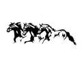 Black, white, red, and blue vinyl car sticker with a rearing horse design, measuring 25cm by 8cm.