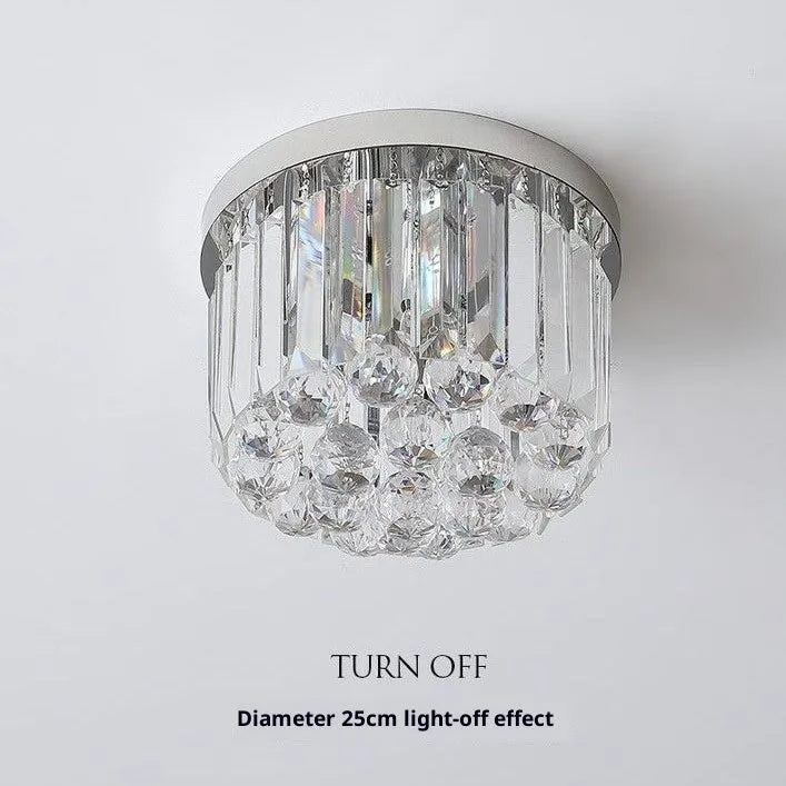 Crystal modern simple ceiling lamp round 25CM with tricolor light option for hallway