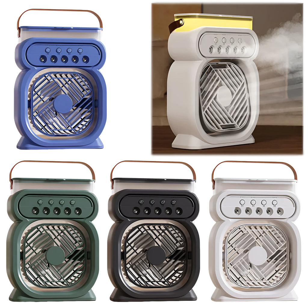 Black portable air conditioner evaporative cooler with LED lights and humidifier function