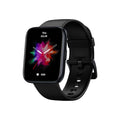 Black GPS sports smart watch with LCD display showing health metrics on rubber wrist strap